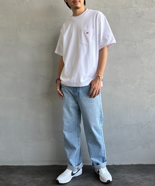 DANTON（ダントン）の「[DANTON/ダントン] ワンポイントロゴ ポケットTシャツ（Tシャツ/カットソー・レディース・グレイッシュベージュ/サックスブルー/アイボリー/ブラック/ダークグリーン/チャコールグレー/ライトグレー/ホワイト/ネイビー・S/M/L/XL/XXL）」の11枚目の写真