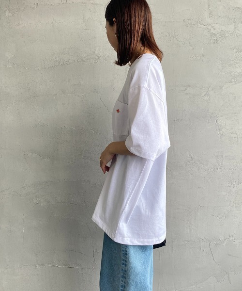 DANTON 半袖Tシャツ ロゴワンポイント 胸ポケット ホワイト S相当 DANTON/ダントン] ワンポイントロゴ ポケットTシャツ（Tシャツ
