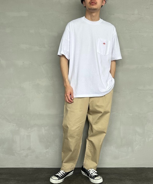 DANTON（ダントン）の「[DANTON/ダントン] ワンポイントロゴ ポケットTシャツ（Tシャツ/カットソー・レディース・グレイッシュベージュ/サックスブルー/アイボリー/ブラック/ダークグリーン/チャコールグレー/ライトグレー/ホワイト/ネイビー・S/M/L/XL/XXL）」の12枚目の写真