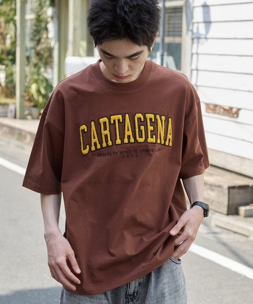 WEGO(ウィゴー)の「WEGO/サガラワッペンロゴBIG T(Tシャツ/カットソー・メンズ・ブラウン/ホワイト/アッシュグレー/ダークグリーン/ブラック・MEDIUM/LARGE)」の2枚目の写真
