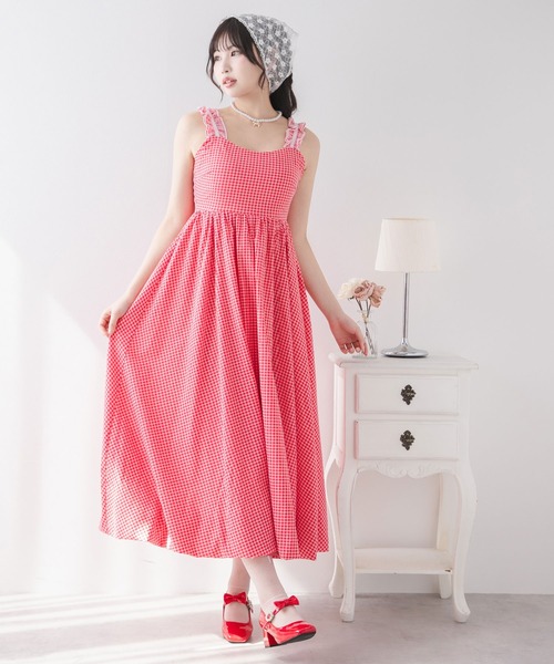ギンガムチェックバルーンジャンスカ【大きいサイズ有】（ワンピース