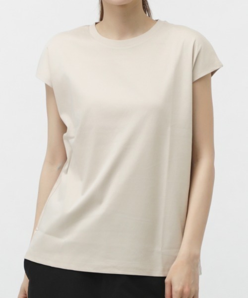 TIGORA(ティゴラ)の「ティゴラ TIGORA UVカットコットンフレンチスリーブTシャツ(Tシャツ/カットソー・レディース・ライトベージュ/ブラック/ホワイト/ペールイエロー・S/XL/M/L)」の4枚目の写真