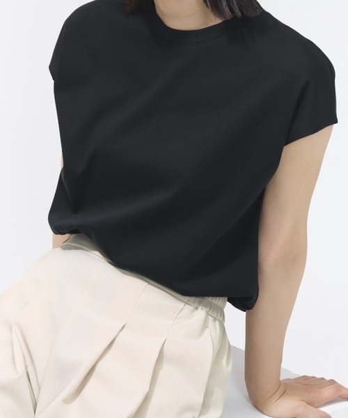 TIGORA(ティゴラ)の「ティゴラ TIGORA UVカットコットンフレンチスリーブTシャツ(Tシャツ/カットソー・レディース・ライトベージュ/ブラック/ホワイト/ペールイエロー・S/XL/M/L)」の3枚目の写真
