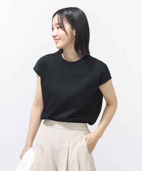 TIGORA(ティゴラ)の「ティゴラ TIGORA UVカットコットンフレンチスリーブTシャツ(Tシャツ/カットソー・レディース・ライトベージュ/ブラック/ホワイト/ペールイエロー・S/XL/M/L)」の17枚目の写真