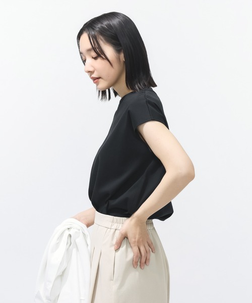 TIGORA(ティゴラ)の「ティゴラ TIGORA UVカットコットンフレンチスリーブTシャツ(Tシャツ/カットソー・レディース・ライトベージュ/ブラック/ホワイト/ペールイエロー・S/XL/M/L)」の16枚目の写真