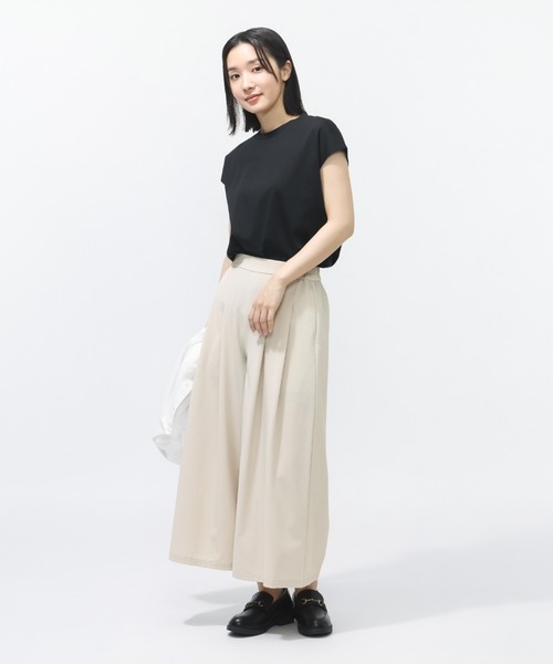 TIGORA(ティゴラ)の「ティゴラ TIGORA UVカットコットンフレンチスリーブTシャツ(Tシャツ/カットソー・レディース・ライトベージュ/ブラック/ホワイト/ペールイエロー・S/XL/M/L)」の14枚目の写真