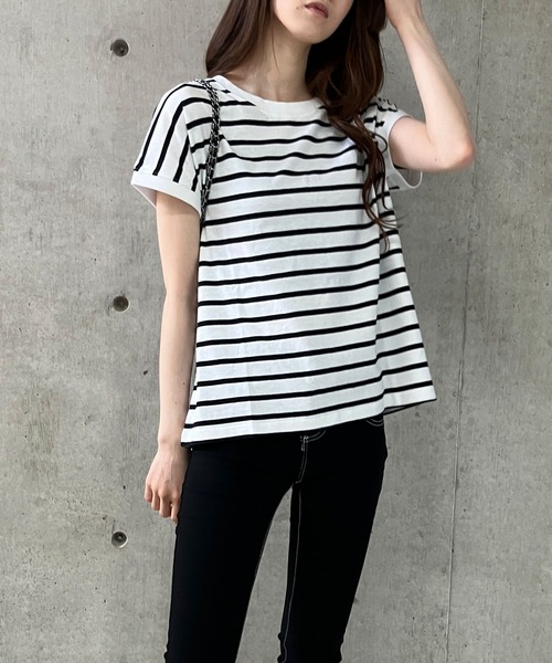 GLAMOROUS JANE(グラマラスジェーン)の「ボーダーフレンチスリーブTシャツ(Tシャツ/カットソー・レディース・ブラック×ホワイト/ホワイト×ブラック/ホワイト×ネイビー・M)」の7枚目の写真