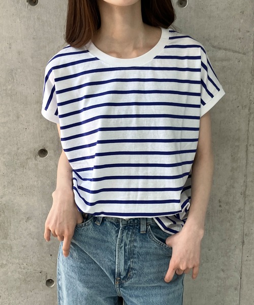 GLAMOROUS JANE(グラマラスジェーン)の「ボーダーフレンチスリーブTシャツ(Tシャツ/カットソー・レディース・ブラック×ホワイト/ホワイト×ブラック/ホワイト×ネイビー・M)」の14枚目の写真