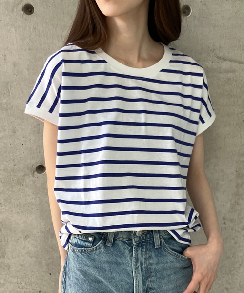GLAMOROUS JANE(グラマラスジェーン)の「ボーダーフレンチスリーブTシャツ(Tシャツ/カットソー・レディース・ブラック×ホワイト/ホワイト×ブラック/ホワイト×ネイビー・M)」の15枚目の写真