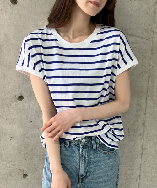 GLAMOROUS JANE(グラマラスジェーン)の「ボーダーフレンチスリーブTシャツ(Tシャツ/カットソー・レディース・ブラック×ホワイト/ホワイト×ブラック/ホワイト×ネイビー・M)」の16枚目の写真