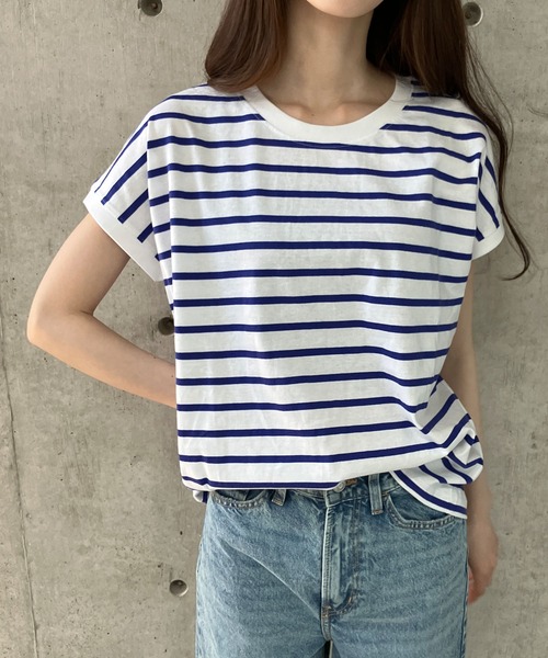 GLAMOROUS JANE(グラマラスジェーン)の「ボーダーフレンチスリーブTシャツ(Tシャツ/カットソー・レディース・ブラック×ホワイト/ホワイト×ブラック/ホワイト×ネイビー・M)」の17枚目の写真