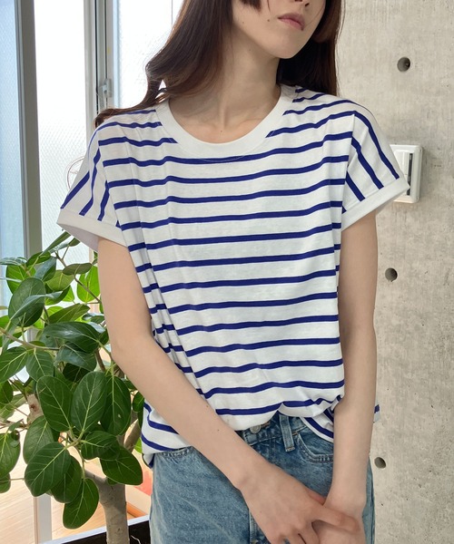 GLAMOROUS JANE(グラマラスジェーン)の「ボーダーフレンチスリーブTシャツ(Tシャツ/カットソー・レディース・ブラック×ホワイト/ホワイト×ブラック/ホワイト×ネイビー・M)」の22枚目の写真