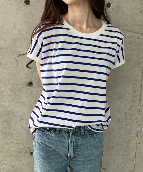 GLAMOROUS JANE(グラマラスジェーン)の「ボーダーフレンチスリーブTシャツ(Tシャツ/カットソー・レディース・ブラック×ホワイト/ホワイト×ブラック/ホワイト×ネイビー・M)」の19枚目の写真