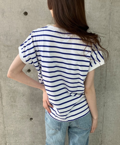 GLAMOROUS JANE(グラマラスジェーン)の「ボーダーフレンチスリーブTシャツ(Tシャツ/カットソー・レディース・ブラック×ホワイト/ホワイト×ブラック/ホワイト×ネイビー・M)」の20枚目の写真