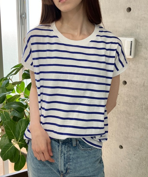 GLAMOROUS JANE(グラマラスジェーン)の「ボーダーフレンチスリーブTシャツ(Tシャツ/カットソー・レディース・ブラック×ホワイト/ホワイト×ブラック/ホワイト×ネイビー・M)」の21枚目の写真