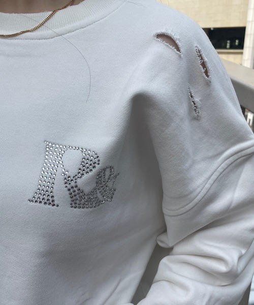 ROGER AND RAW(ロジャーアンドロウ)の「ラインストーン付きダメージスウェットプルオーバー(スウェット・レディース・ブラック/ホワイト/レッド/ベージュ・FREE)」の16枚目の写真