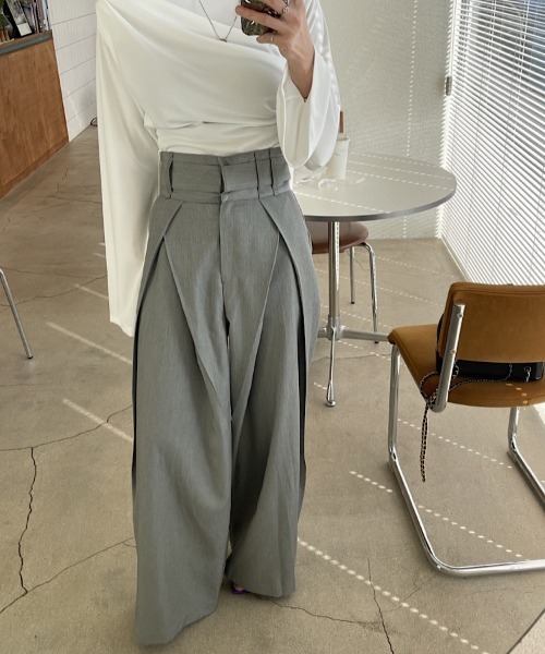 H.TOKYO（エイチトウキョウ）の「クロスタックワイドパンツ（スラックス・レディース・ブラック/グレー・MEDIUM/LARGE/X-LARGE）」の10枚目の写真