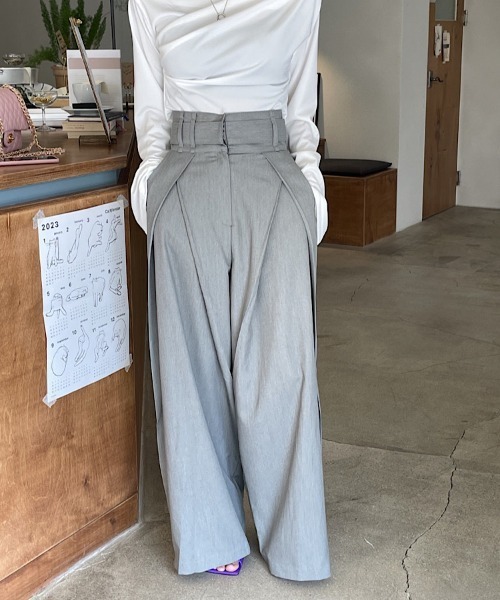 H.TOKYO（エイチトウキョウ）の「クロスタックワイドパンツ（スラックス・レディース・ブラック/グレー・MEDIUM/LARGE/X-LARGE）」の11枚目の写真