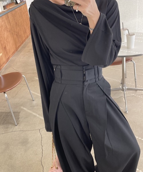 H.TOKYO（エイチトウキョウ）の「クロスタックワイドパンツ（スラックス・レディース・ブラック/グレー・MEDIUM/LARGE/X-LARGE）」の14枚目の写真