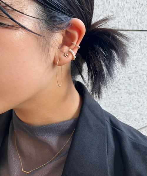 【ete】K10YGワイヤーフープピアス フロート] K10YG ワイヤー フープピアス（ピアス（両耳用