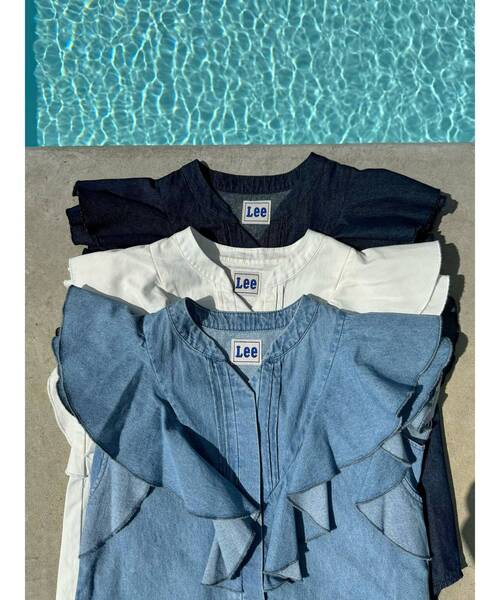 Lee（リー）の「【Leeコラボ】Vネックフリルタックブラウス（シャツ/ブラウス・レディース・オフホワイト/ブルー/インディゴブルー・FREE）」の11枚目の写真