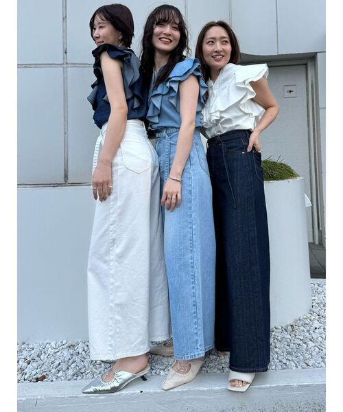 Lee（リー）の「【Leeコラボ】Vネックフリルタックブラウス（シャツ/ブラウス・レディース・オフホワイト/ブルー/インディゴブルー・FREE）」の14枚目の写真