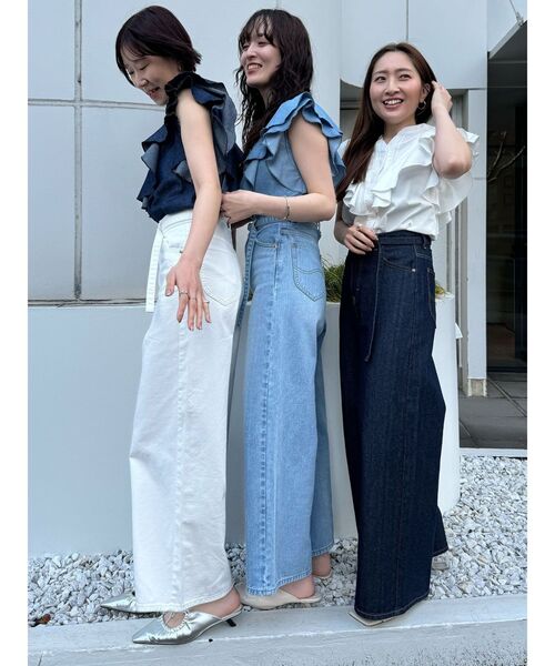 Lee（リー）の「【Leeコラボ】Vネックフリルタックブラウス（シャツ/ブラウス・レディース・オフホワイト/ブルー/インディゴブルー・FREE）」の15枚目の写真