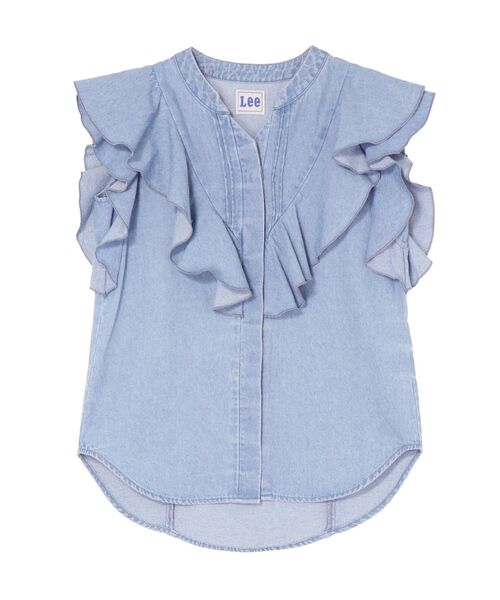 Lee（リー）の「【Leeコラボ】Vネックフリルタックブラウス（シャツ/ブラウス・レディース・オフホワイト/ブルー/インディゴブルー・FREE）」の7枚目の写真