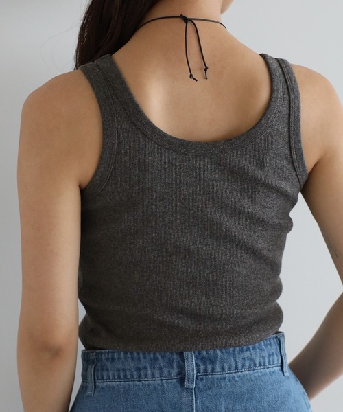 ENC(エンク)の「basic tank top / ベーシックタンクトップ(タンクトップ・レディース・キナリ/チャコールグレー/ブラック・FREE)」の8枚目の写真
