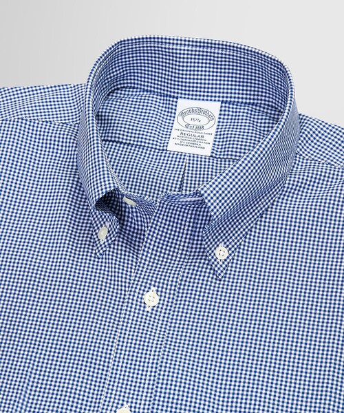 BROOKS BROTHERS(ブルックスブラザーズ)の「スーピマコットンストレッチ ギンガムチェック ショートスリーブ ドレスシャツ Regular Fit(ビジネスシャツ・メンズ・ブルー/ライトブルー・17.5/16.5/17/16/15.5/15 /14.5)」の3枚目の写真