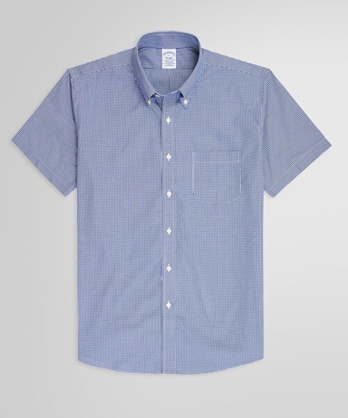 BROOKS BROTHERS(ブルックスブラザーズ)の「スーピマコットンストレッチ ギンガムチェック ショートスリーブ ドレスシャツ Regular Fit(ビジネスシャツ・メンズ・ブルー/ライトブルー・17.5/16.5/17/16/15.5/15 /14.5)」の4枚目の写真