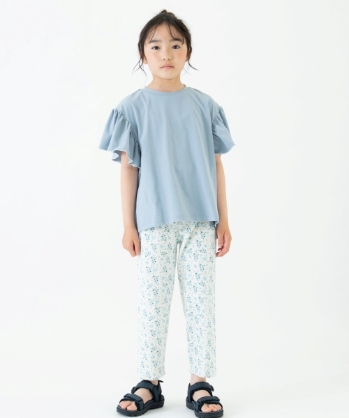 and D. petit main(アンドディープティマイン)の「【365D.】防汚フライス柄7分丈レギンス(レギンス/スパッツ・キッズ・ブラック/ダークグリーン/サックスブルー/ピンク/ライトオレンジ系/カラフル/ネイビー/ドット・130cm/140cm/120cm/110cm/90cm/100cm)」の17枚目の写真