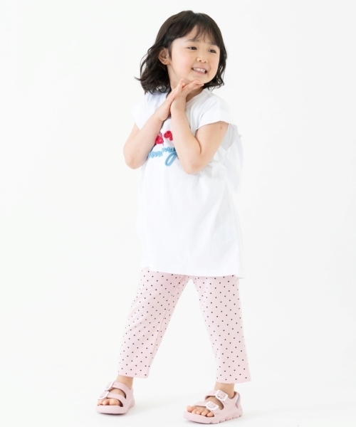 and D. petit main(アンドディープティマイン)の「【365D.】防汚フライス柄7分丈レギンス(レギンス/スパッツ・キッズ・ブラック/ダークグリーン/サックスブルー/ピンク/ライトオレンジ系/カラフル/ネイビー/ドット・130cm/140cm/120cm/110cm/90cm/100cm)」の18枚目の写真