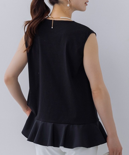 Sono（ソーノ）の「【SONO/ソーノ】ノースリーブフリマプルオーバー（Tシャツ/カットソー・レディース・ホワイト/ネイビー/ブラック・1/2）」の8枚目の写真