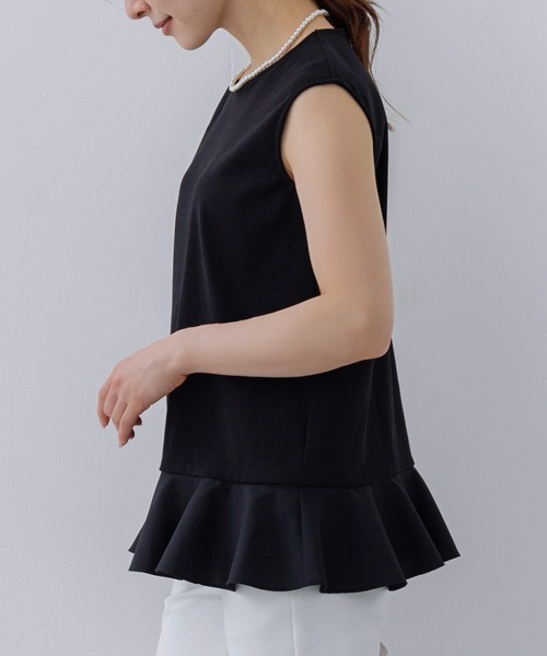 Sono（ソーノ）の「【SONO/ソーノ】ノースリーブフリマプルオーバー（Tシャツ/カットソー・レディース・ホワイト/ネイビー/ブラック・1/2）」の9枚目の写真