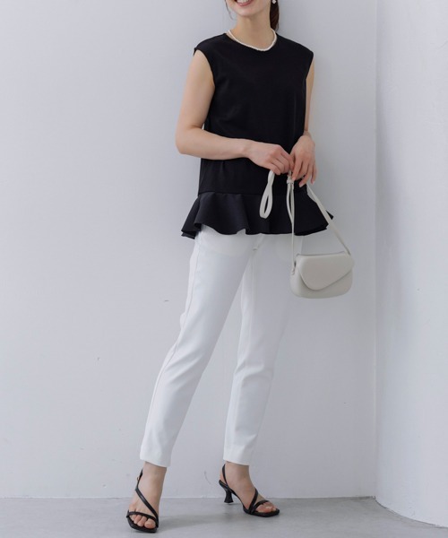 Sono（ソーノ）の「【SONO/ソーノ】ノースリーブフリマプルオーバー（Tシャツ/カットソー・レディース・ホワイト/ネイビー/ブラック・1/2）」の10枚目の写真