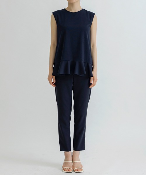 Sono（ソーノ）の「【SONO/ソーノ】ノースリーブフリマプルオーバー（Tシャツ/カットソー・レディース・ホワイト/ネイビー/ブラック・1/2）」の14枚目の写真