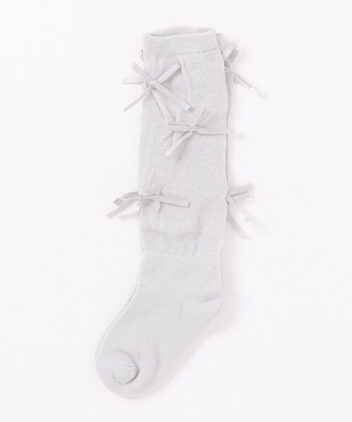 aimoha(アイモハ)の「【aimoha-KIDS-】サイドリボン付きミドルソックス(ソックス/靴下・キッズ・グレー/ピンク/ホワイト/イエロー・SMALL/MEDIUM/LARGE)」の5枚目の写真