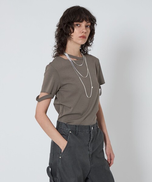 tシャツ 「ASTRAET」フライス クルーネックTシャツ レディース ASTRAET tシャツ 「ASTRAET」フライス エリソデスリット クルー