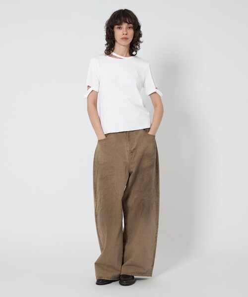 ASTRAET（アストラット）の「＜ASTRAET＞フライス エリソデスリット クルーネックTシャツ（Tシャツ/カットソー・レディース・グレー系/ブラック/ホワイト・FREE）」の5枚目の写真