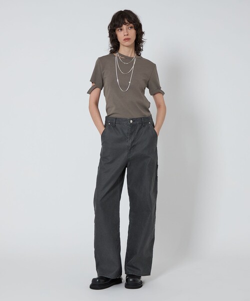 ASTRAET（アストラット）の「＜ASTRAET＞フライス エリソデスリット クルーネックTシャツ（Tシャツ/カットソー・レディース・グレー系/ブラック/ホワイト・FREE）」の8枚目の写真