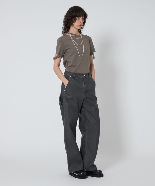 ASTRAET＞フライス エリソデスリット クルーネックTシャツ（T