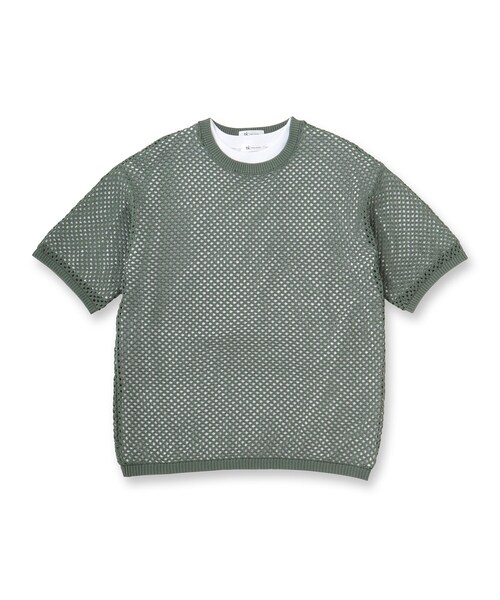 tk.TAKEO KIKUCHI(ティーケータケオキクチ)の「サマーメッシュアンサンブル(Tシャツ/カットソー・メンズ・ブラック/オリーブ/ライトグレー・02/03)」の4枚目の写真