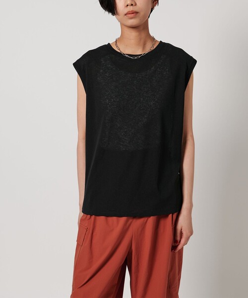 CITEN（シテン）の「＜CITEN＞エッセンシャルシアーノースリーブT（タンクトップ・レディース・ブラック/グレー系/ホワイト/ダークブラウン・FREE）」の2枚目の写真