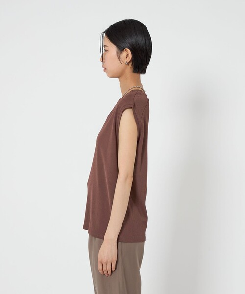 CITEN（シテン）の「＜CITEN＞エッセンシャルシアーノースリーブT（タンクトップ・レディース・ブラック/グレー系/ホワイト/ダークブラウン・FREE）」の5枚目の写真