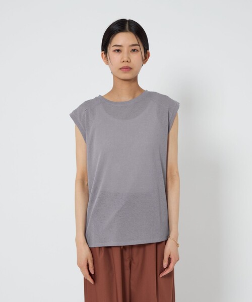 CITEN（シテン）の「＜CITEN＞エッセンシャルシアーノースリーブT（タンクトップ・レディース・ブラック/グレー系/ホワイト/ダークブラウン・FREE）」の7枚目の写真