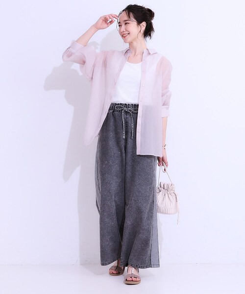 Cutie Blonde（キューティーブロンド）の「大人の上品なシアー感 オーガンジー シアーシャツ（シャツ/ブラウス・レディース・チャコールグレー/ライトブルー/ライトグレー/ピンク系・00）」の7枚目の写真