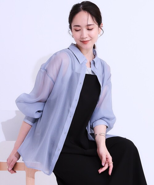 Cutie Blonde（キューティーブロンド）の「大人の上品なシアー感 オーガンジー シアーシャツ（シャツ/ブラウス・レディース・チャコールグレー/ライトブルー/ライトグレー/ピンク系・00）」の13枚目の写真