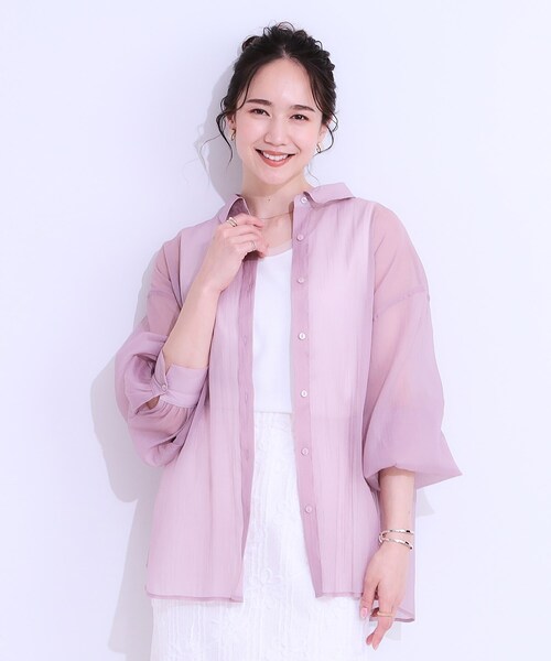 Cutie Blonde（キューティーブロンド）の「大人の上品なシアー感 オーガンジー シアーシャツ（シャツ/ブラウス・レディース・チャコールグレー/ライトブルー/ライトグレー/ピンク系・00）」の17枚目の写真