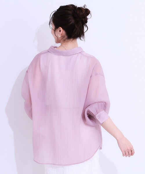 Cutie Blonde（キューティーブロンド）の「大人の上品なシアー感 オーガンジー シアーシャツ（シャツ/ブラウス・レディース・チャコールグレー/ライトブルー/ライトグレー/ピンク系・00）」の18枚目の写真